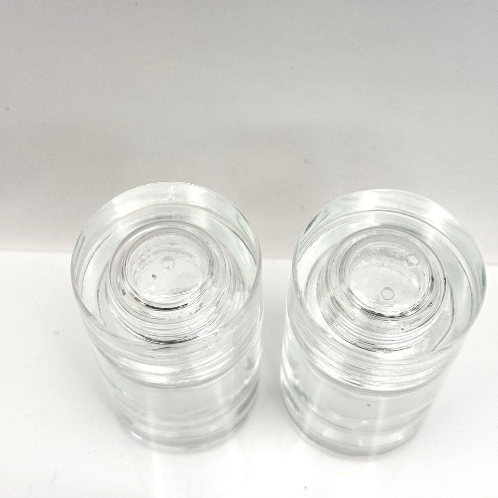 Vintage MCM Heavy Glass Salt Pepper Shakers Screw On Glass Lids Clear - Picture 4 of 9
